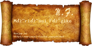Máriássi Füzike névjegykártya